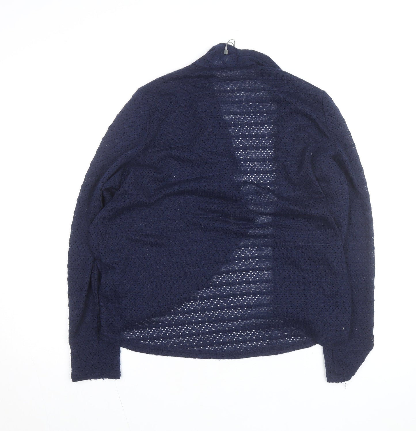 OVS Women Navy Blue Open-Knit Long Sleeve Wrap Cardigan Size M