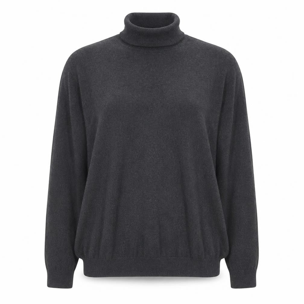 Massimo Dutti Womens Grey Roll Neck Cashmere Blend Long Sleeve Top Size M