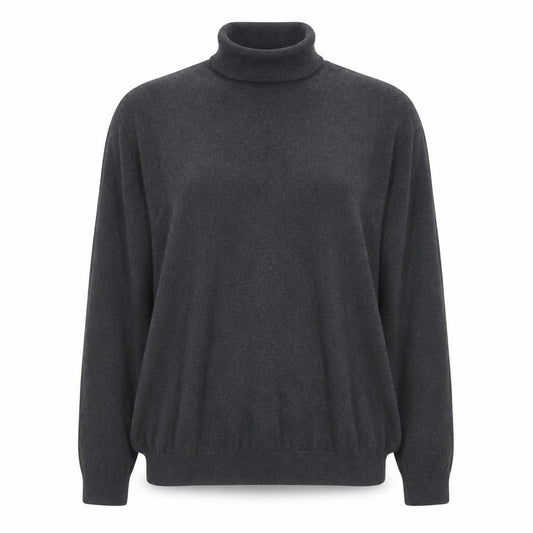 Massimo Dutti Womens Grey Roll Neck Cashmere Blend Long Sleeve Top Size M