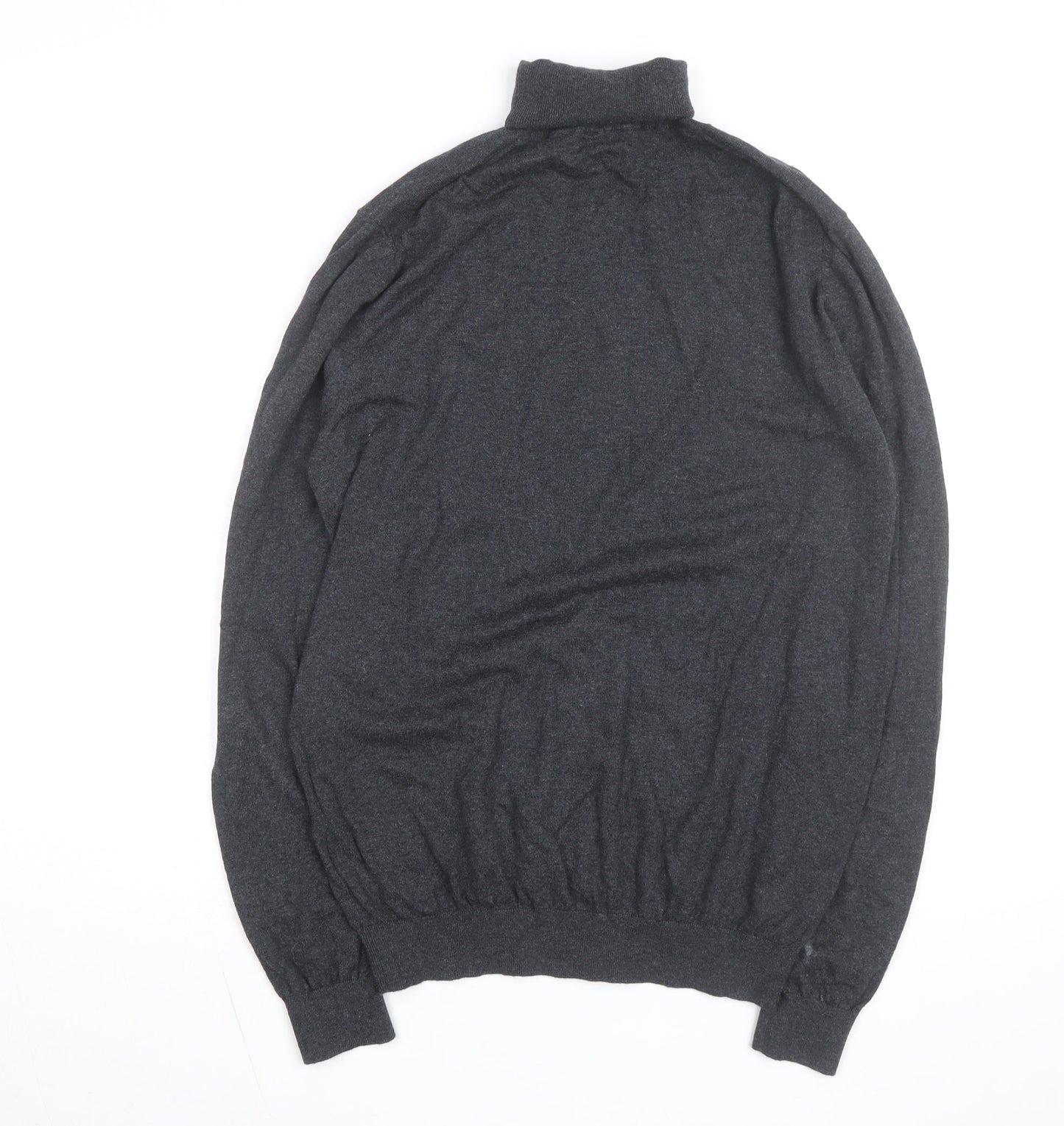 Massimo Dutti Womens Grey Roll Neck Cashmere Blend Long Sleeve Top Size M