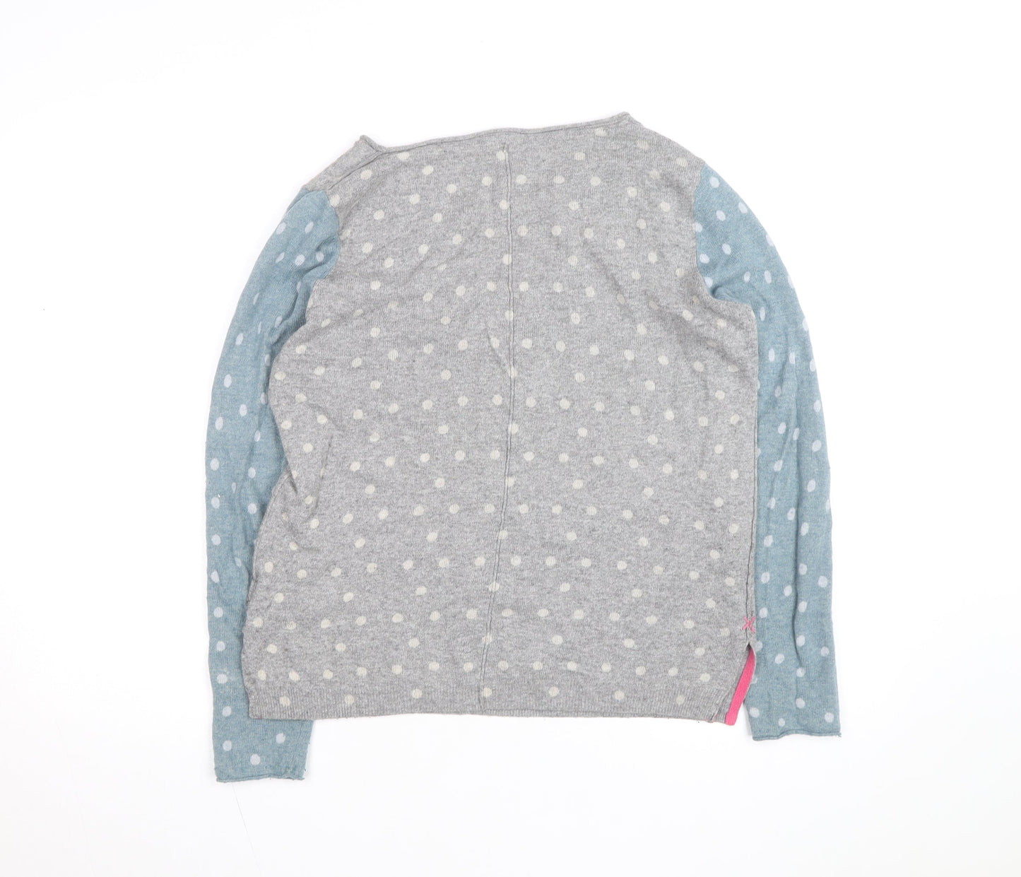 White Stuff Women's Grey Polka Dot Wool Blend Long Sleeve Top Size 12