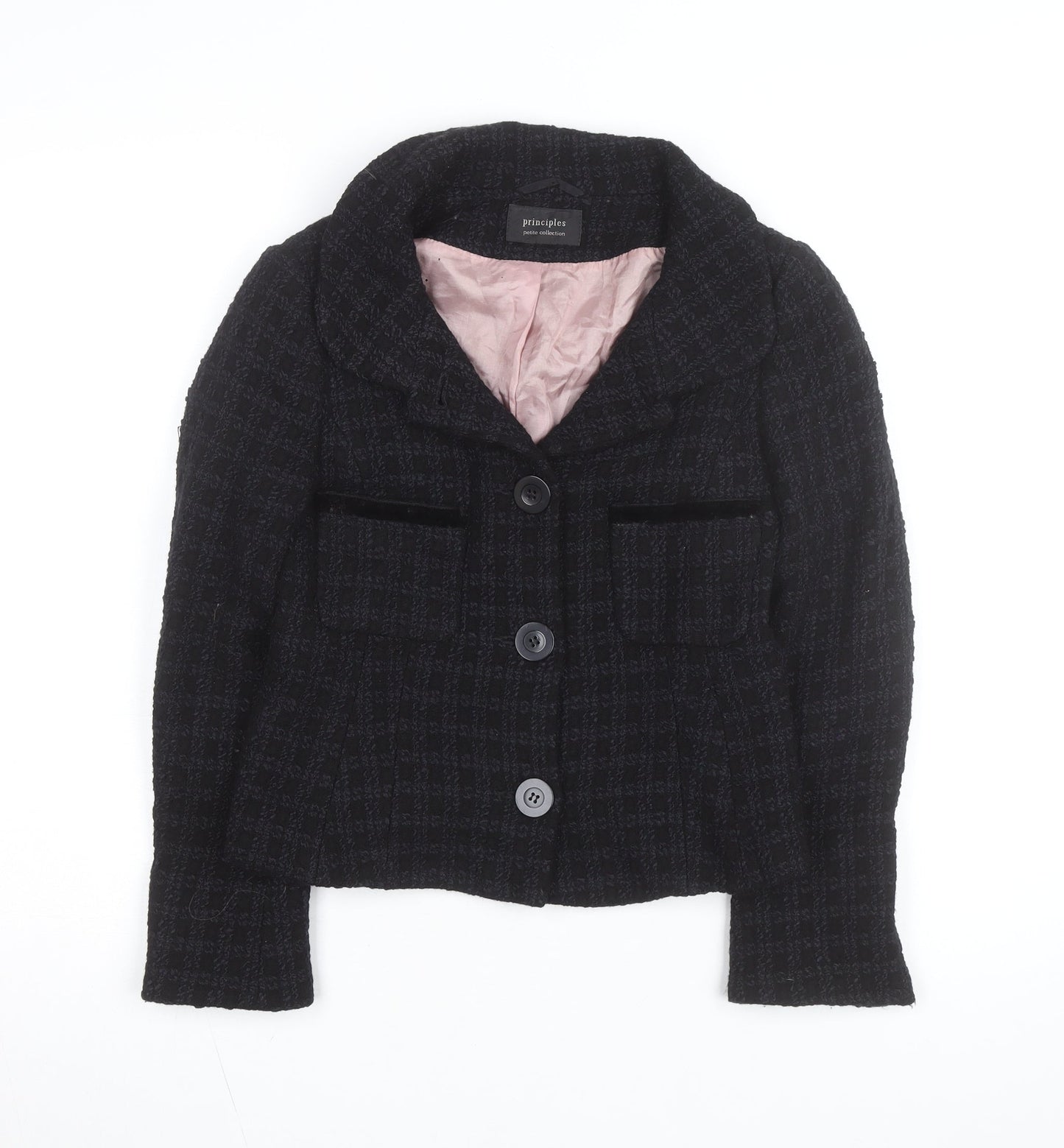 Principles Women’s Black Wool Blend Petite Blazer Jacket Size 10
