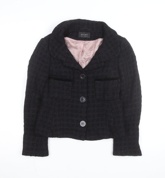 Principles Women’s Black Wool Blend Petite Blazer Jacket Size 10