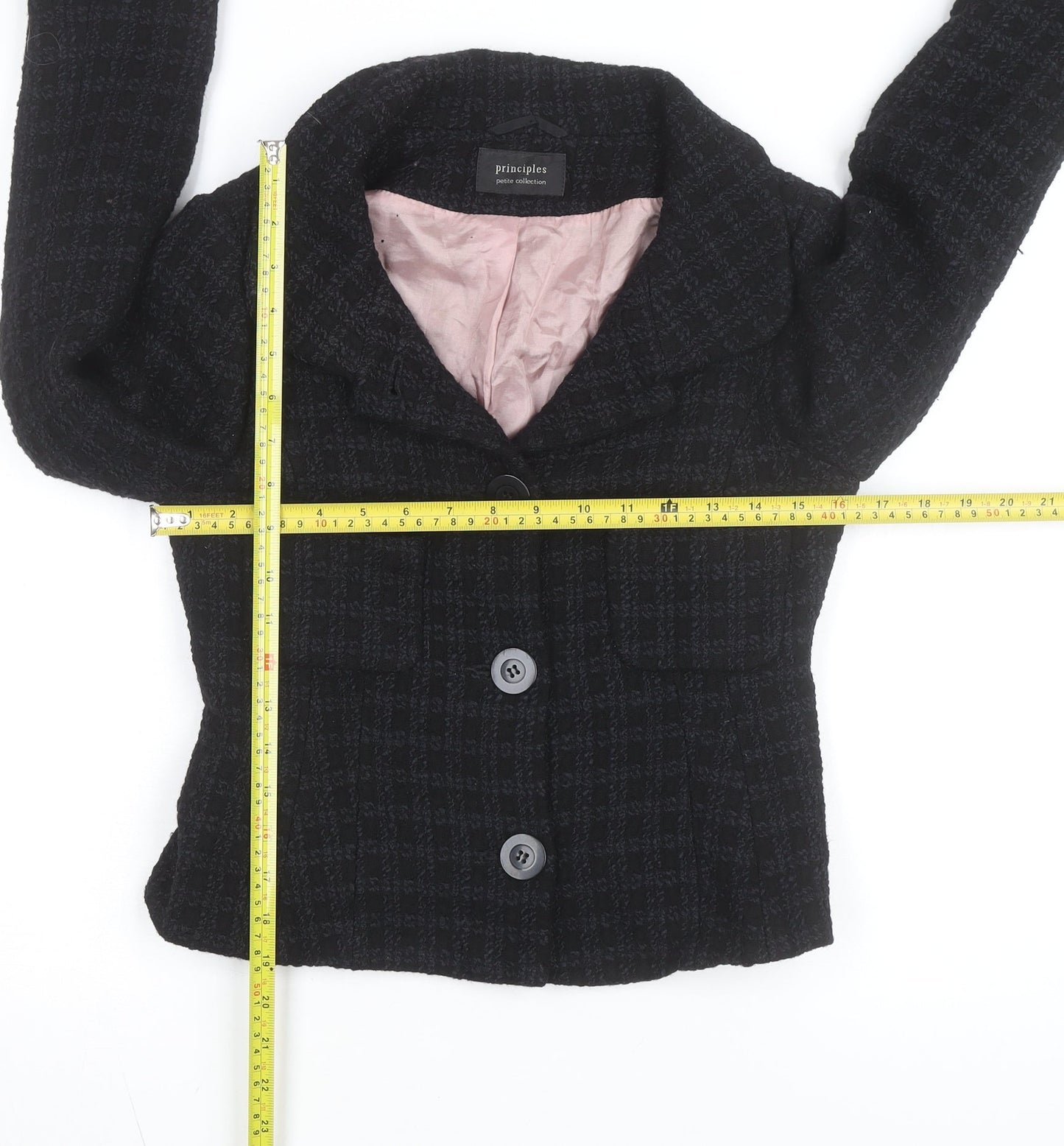 Principles Women’s Black Wool Blend Petite Blazer Jacket Size 10
