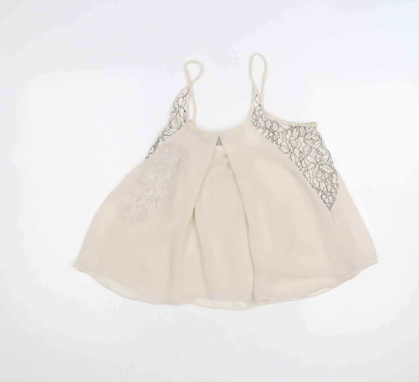 ASOS Women Ivory Lace Camisole Tank Top Size 8 Chiffon Sleeveless