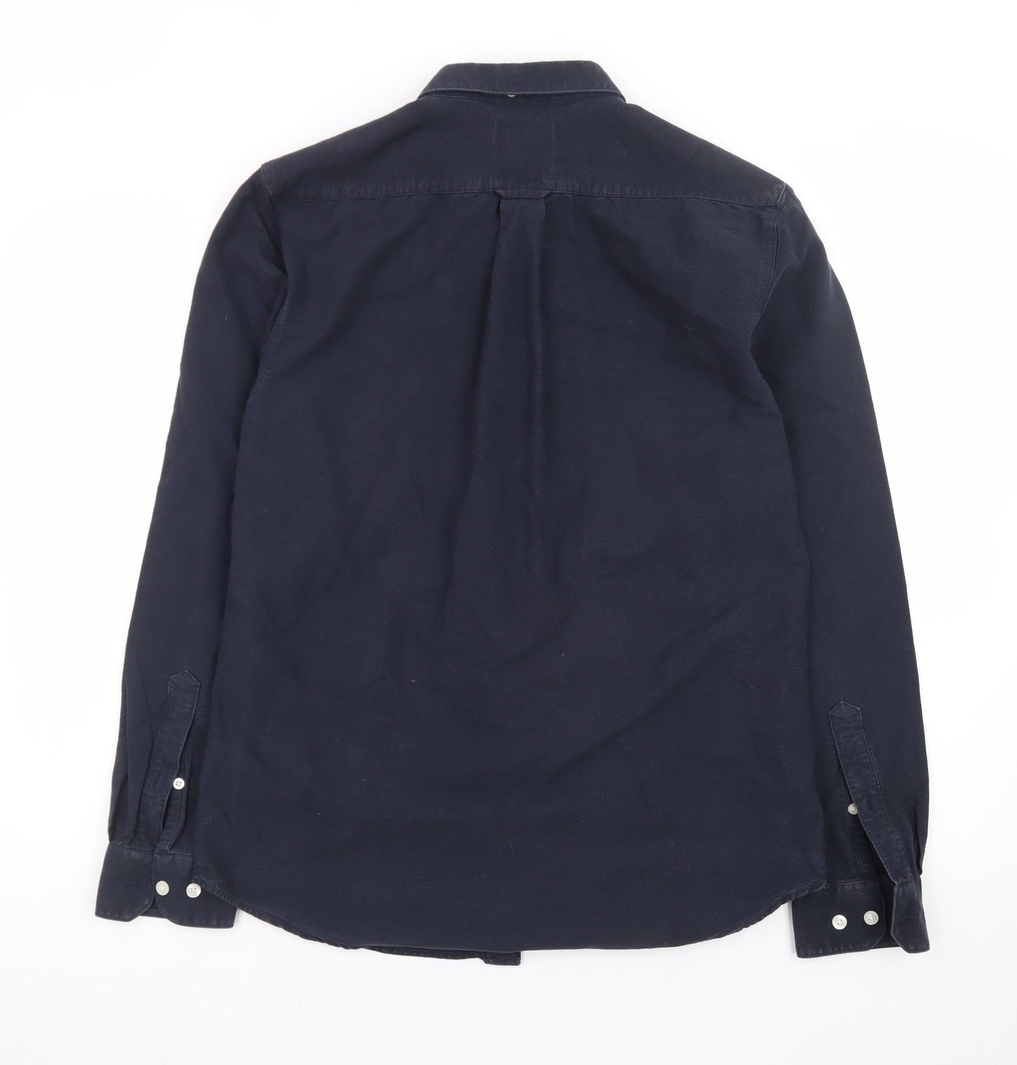 Farah Men's Blue Slim Fit Button-Down Long Sleeve Cotton Shirt M