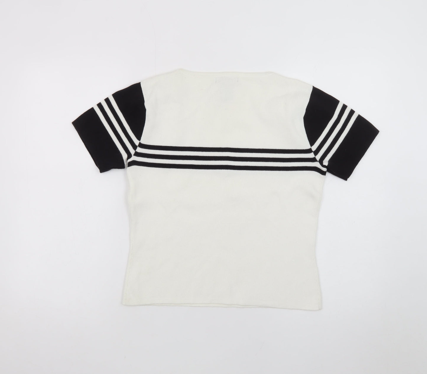 Deane & White Women's White Striped Knit Pullover Jumper Size M