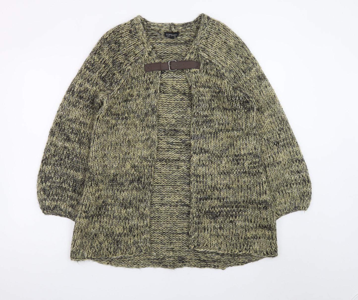 Topshop Women Green Chunky-Knit Cardigan UK 8 Wrap Style