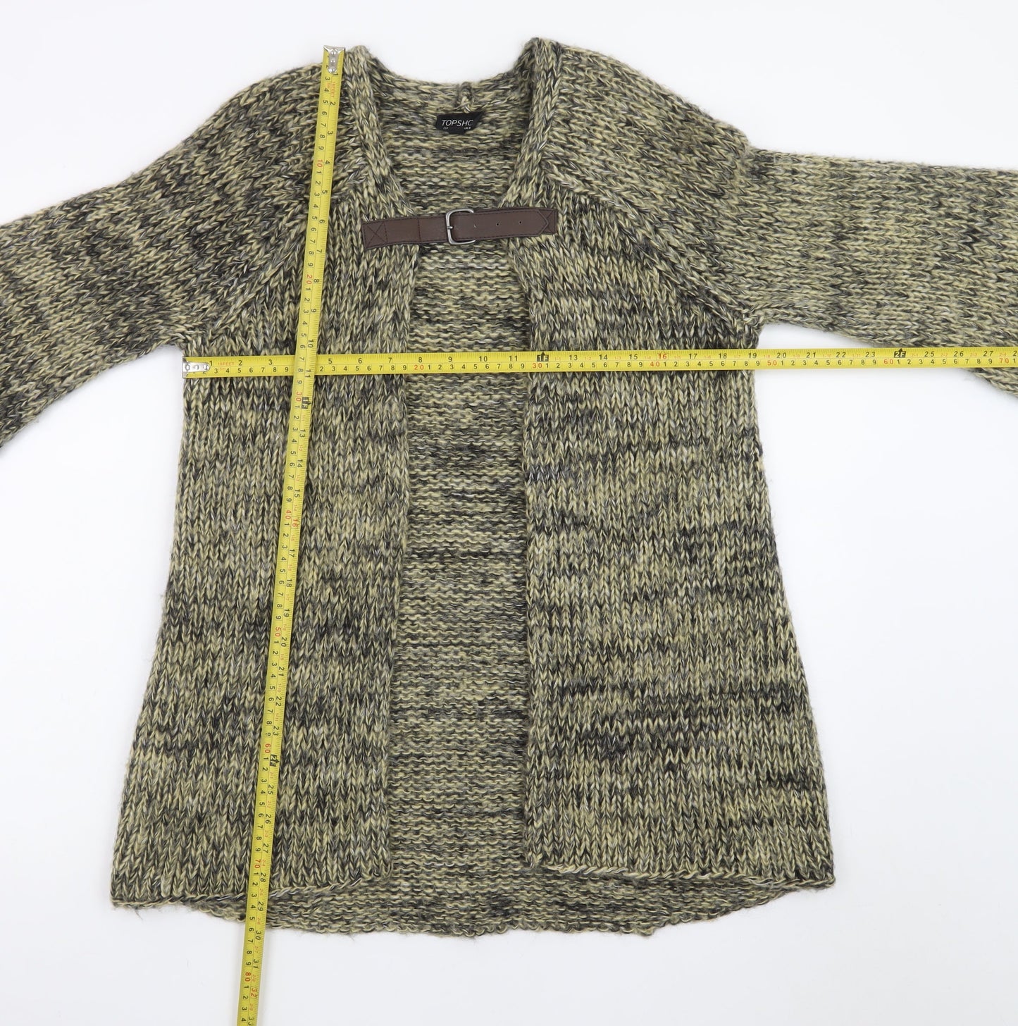 Topshop Women Green Chunky-Knit Cardigan UK 8 Wrap Style