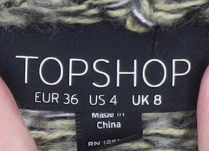 Topshop Women Green Chunky-Knit Cardigan UK 8 Wrap Style