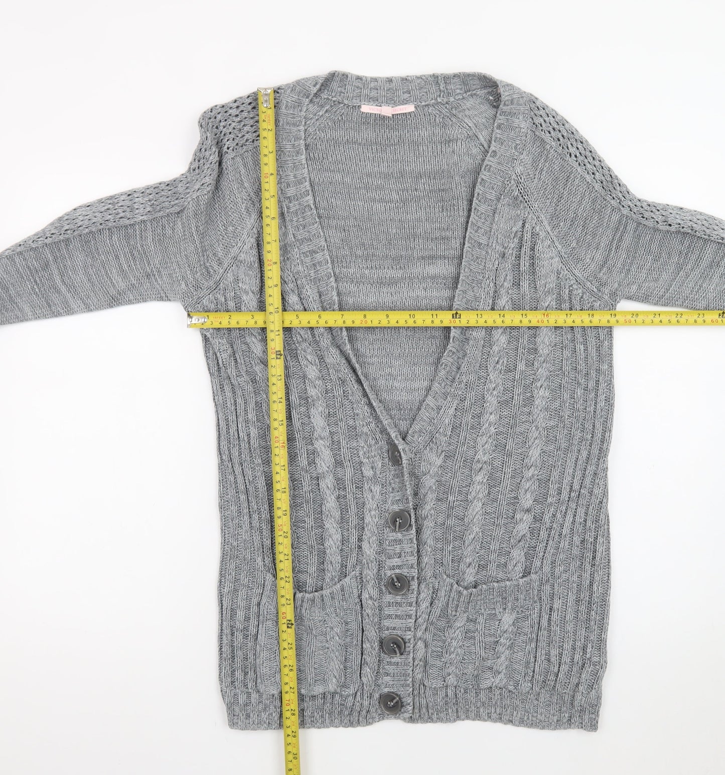 Victoria's Secret Women’s Grey Cotton Cable Knit Cardigan S