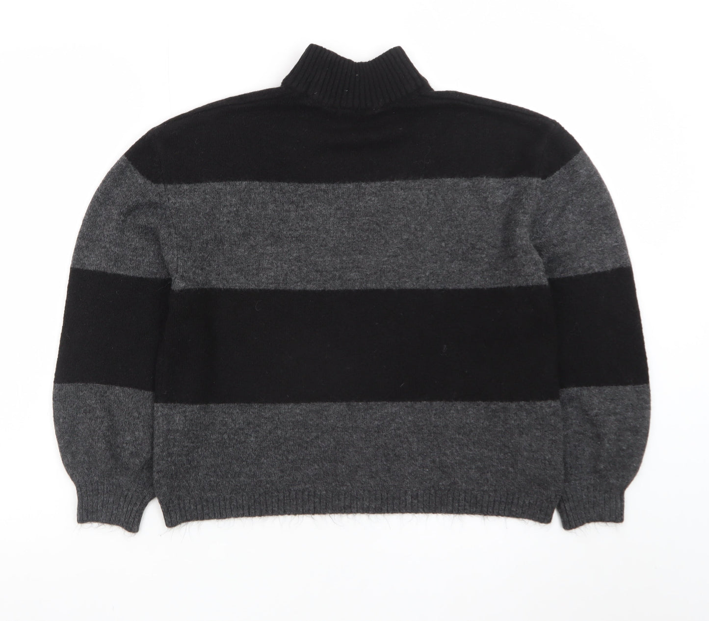 Onfire Women Grey Black Striped Roll Neck Wool Jumper Size 10