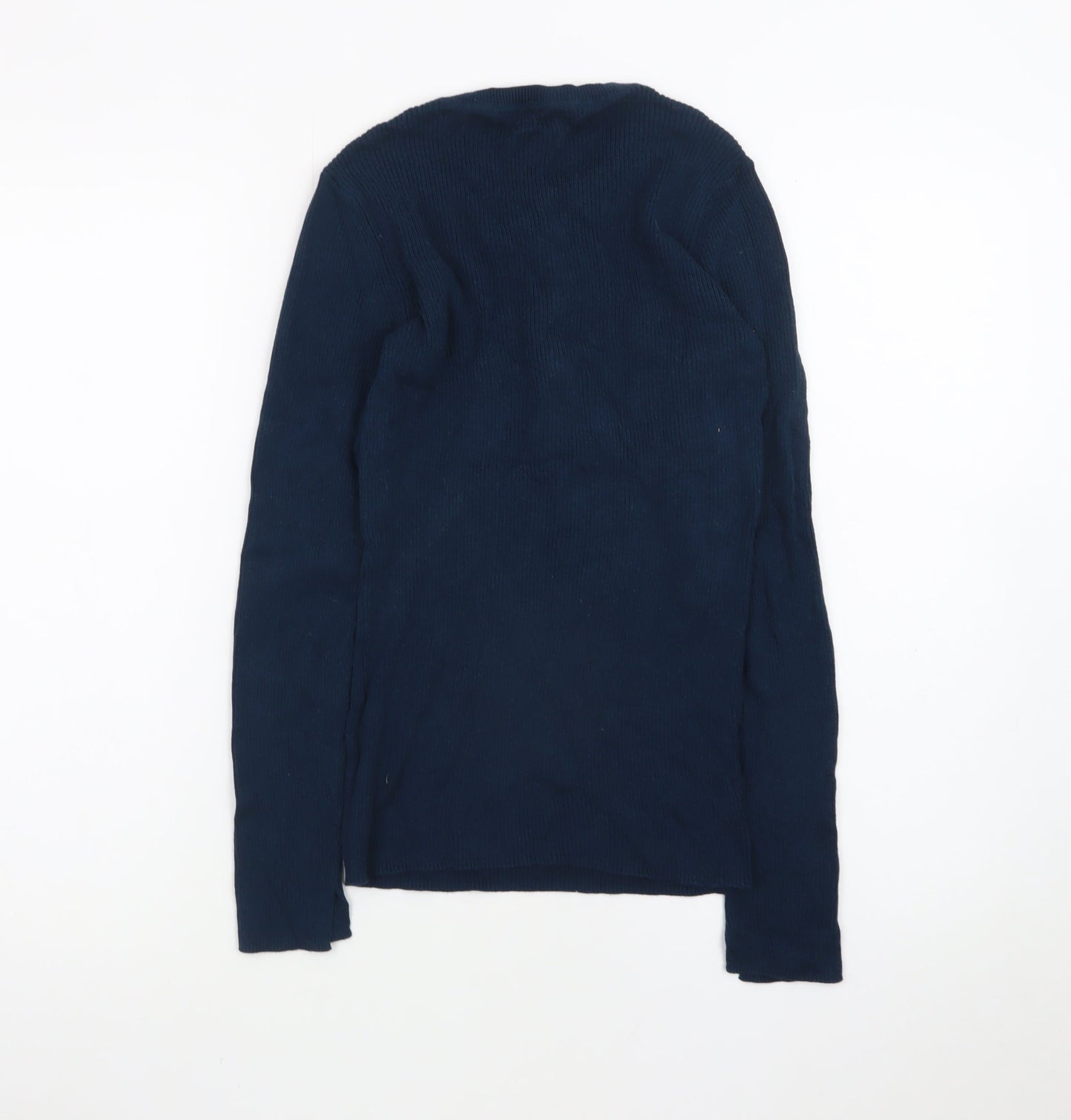Jigsaw Women's Blue Henley Knit Jumper Size S Cotton Cashmere Blend