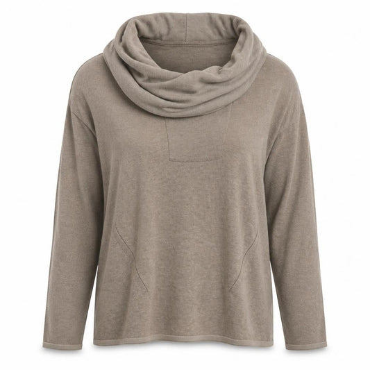 Marks and Spencer Per Una Women's Beige Cowl Neck Jumper Size 12