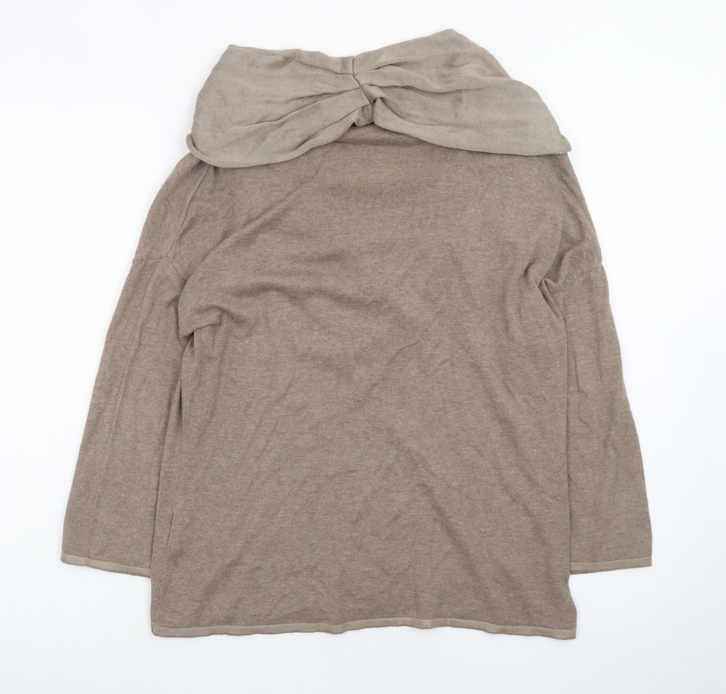 Marks and Spencer Per Una Women's Beige Cowl Neck Jumper Size 12