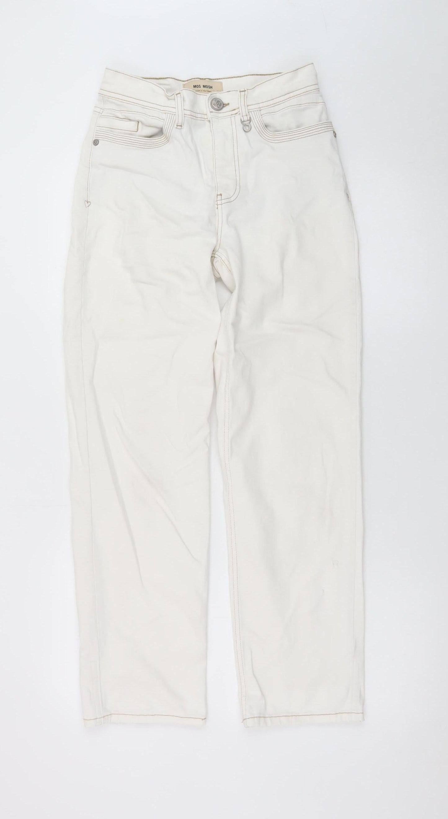 MOS MOSH Women's Ivory Straight Jeans Size 25 High Rise Slim Fit