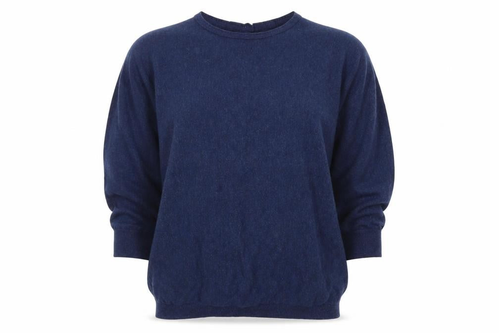 Fat Face Womens Blue Wool Blend Button Back Jumper UK 14