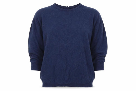 FatFace Womens Blue Wool Blend Button Back Jumper UK 14
