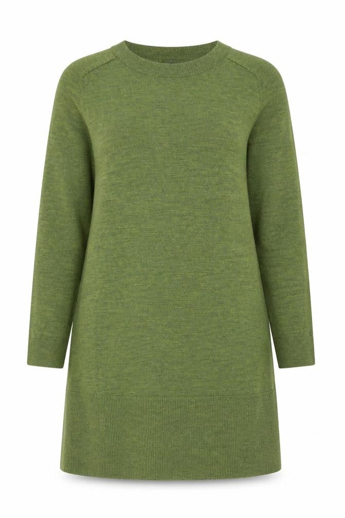 COS Women Green Wool Knit Shift Dress Size 14 Long Sleeve