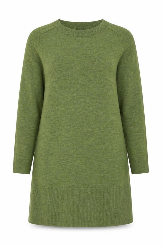 COS Women Green Wool Knit Shift Dress Size 14 Long Sleeve
