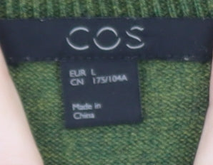COS Women Green Wool Knit Shift Dress Size 14 Long Sleeve
