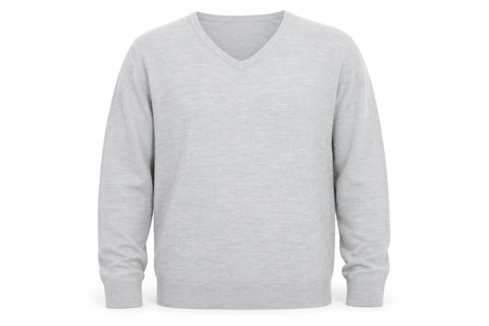 Marks & Spencer Men Grey 2XL Acrylic V-Neck Pullover Jumper