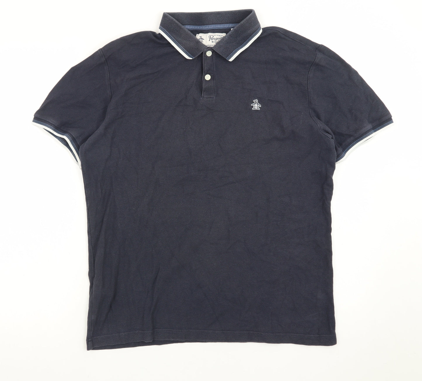 Original Penguin by Munsingwear Men's Navy Blue Cotton Polo Shirt M