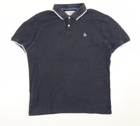 Original Penguin by Munsingwear Men's Navy Blue Cotton Polo Shirt M