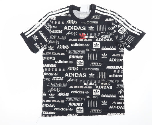 Adidas Men's Black Graphic Print Crew Neck Short Sleeve T-Shirt XS