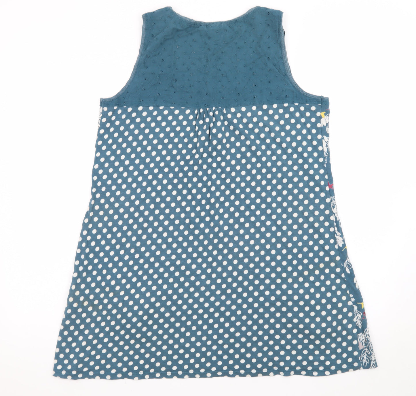 White Stuff Women's Blue Floral A-Line Sleeveless Dress Size 14