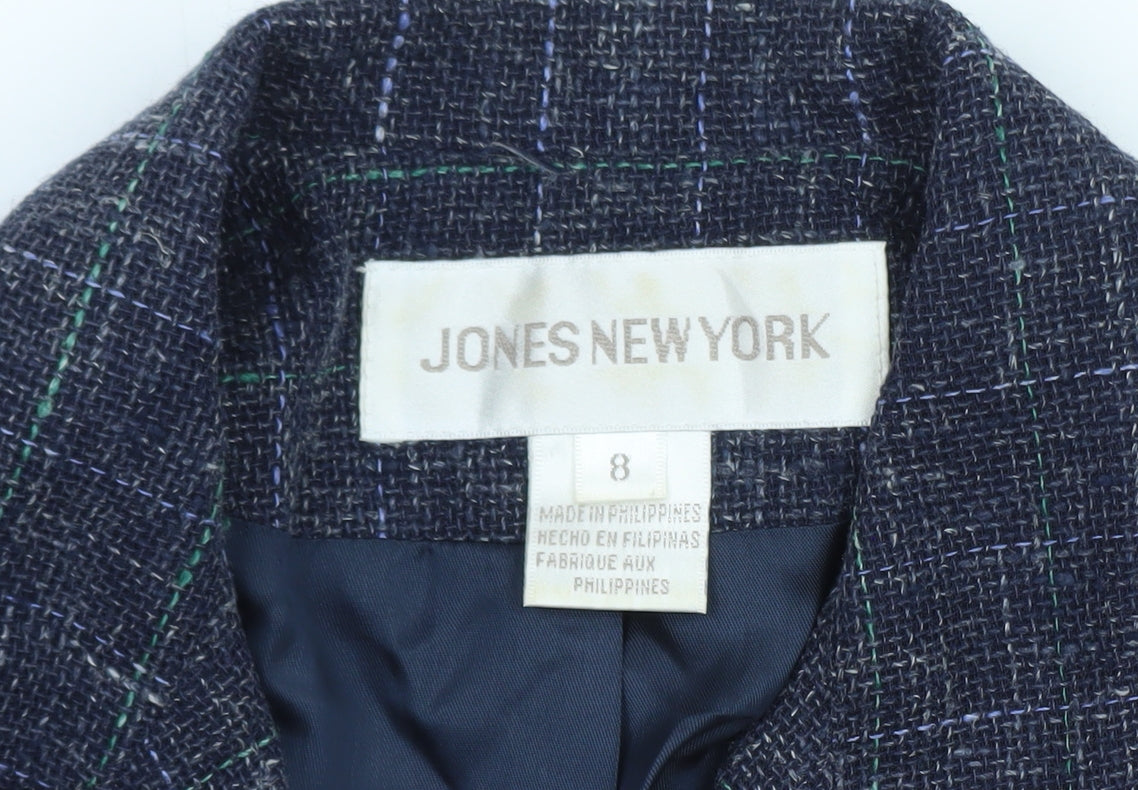 Jones New York Women's Navy Wool Blend Blazer Jacket Size 12 Classic Lined