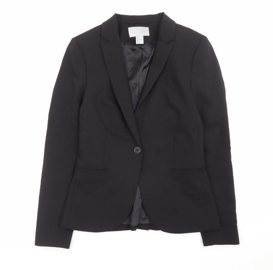H&M Womens Black Slim Fit Blazer Jacket Size 10 Formal Workwear