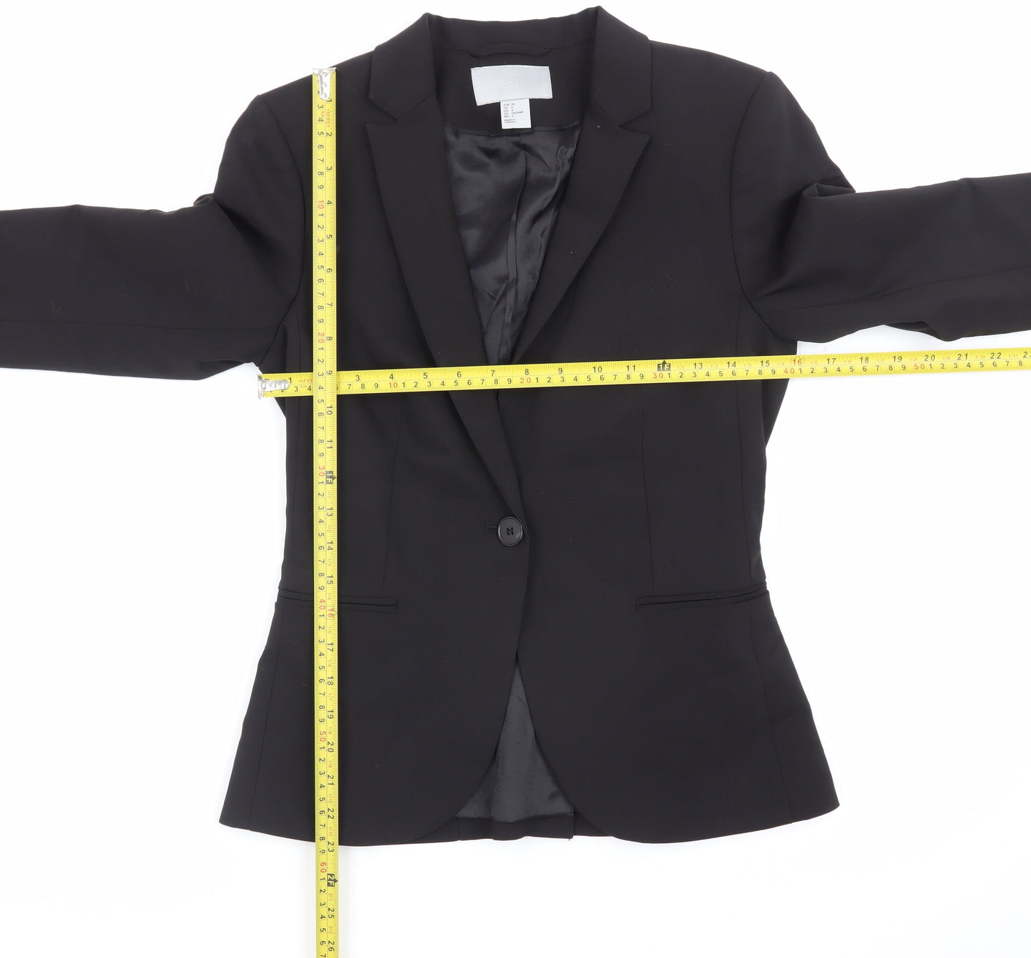 H&M Womens Black Slim Fit Blazer Jacket Size 10 Formal Workwear