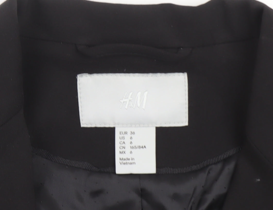 H&M Womens Black Slim Fit Blazer Jacket Size 10 Formal Workwear