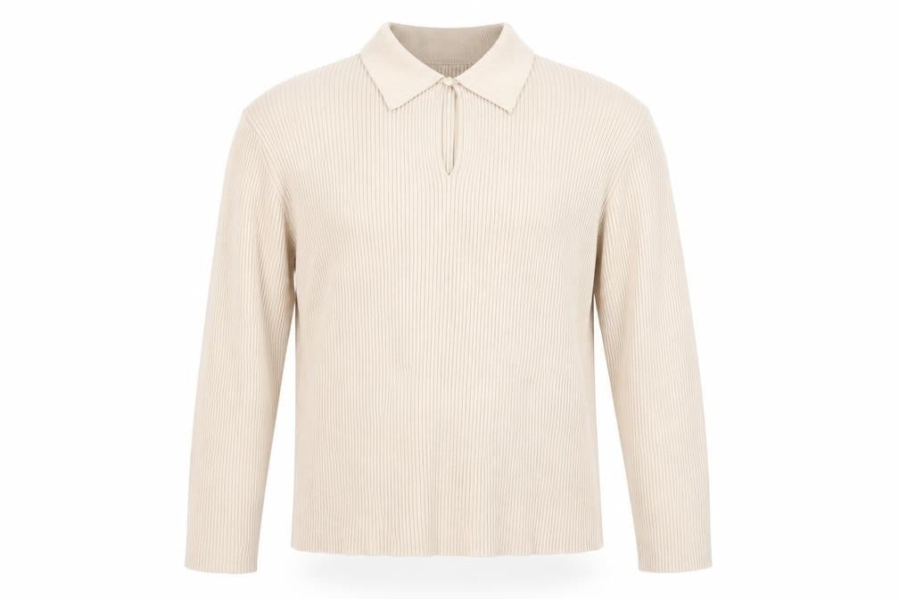 Marks & Spencer Men Beige XL Collared Knit Pullover Jumper