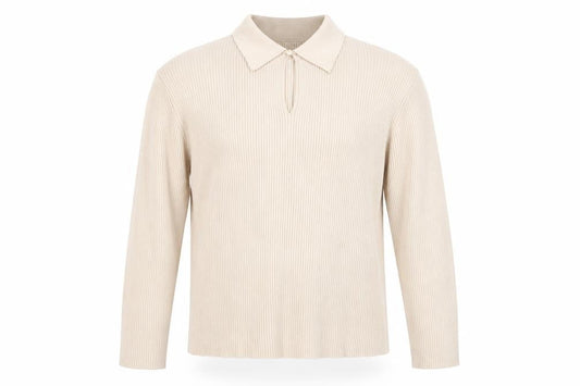 Marks & Spencer Men Beige XL Collared Knit Pullover Jumper