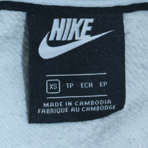Nike Womens Grey Pullover Hoodie XS Cotton Blend Logo Sweatshirt
