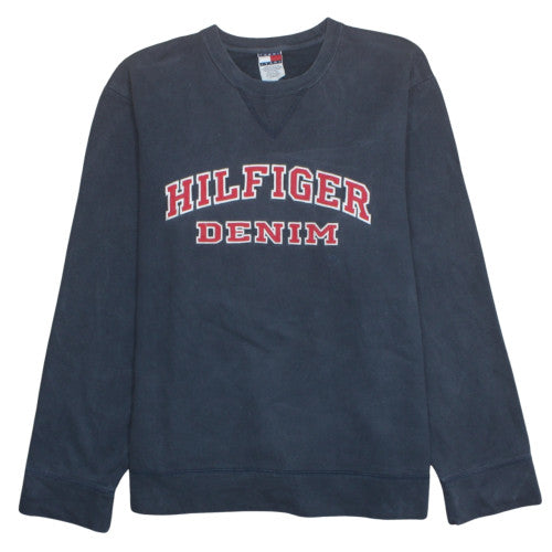 Tommy Jeans Men Blue Crew Neck Pullover Sweatshirt L Classic Logo
