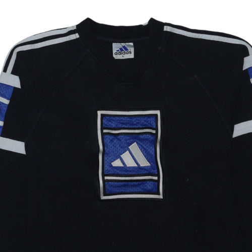 Adidas Mens Black L Pullover Sweatshirt Logo Sportswear