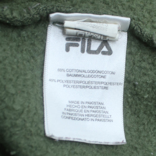 Fila Mens Green Logo Pullover Sweatshirt Size M Crew Neck Fleece