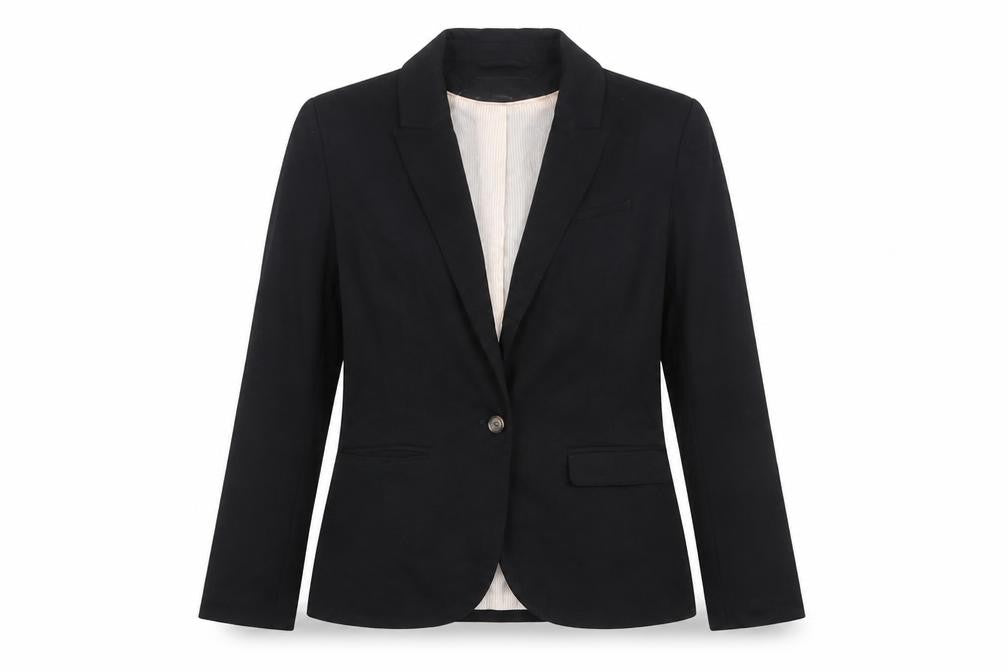H&M Women Black Tailored Notch Lapel One-Button Blazer UK 12