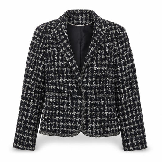 Viyella Women's Black Tweed Blazer Size 8 Classic Lined Jacket