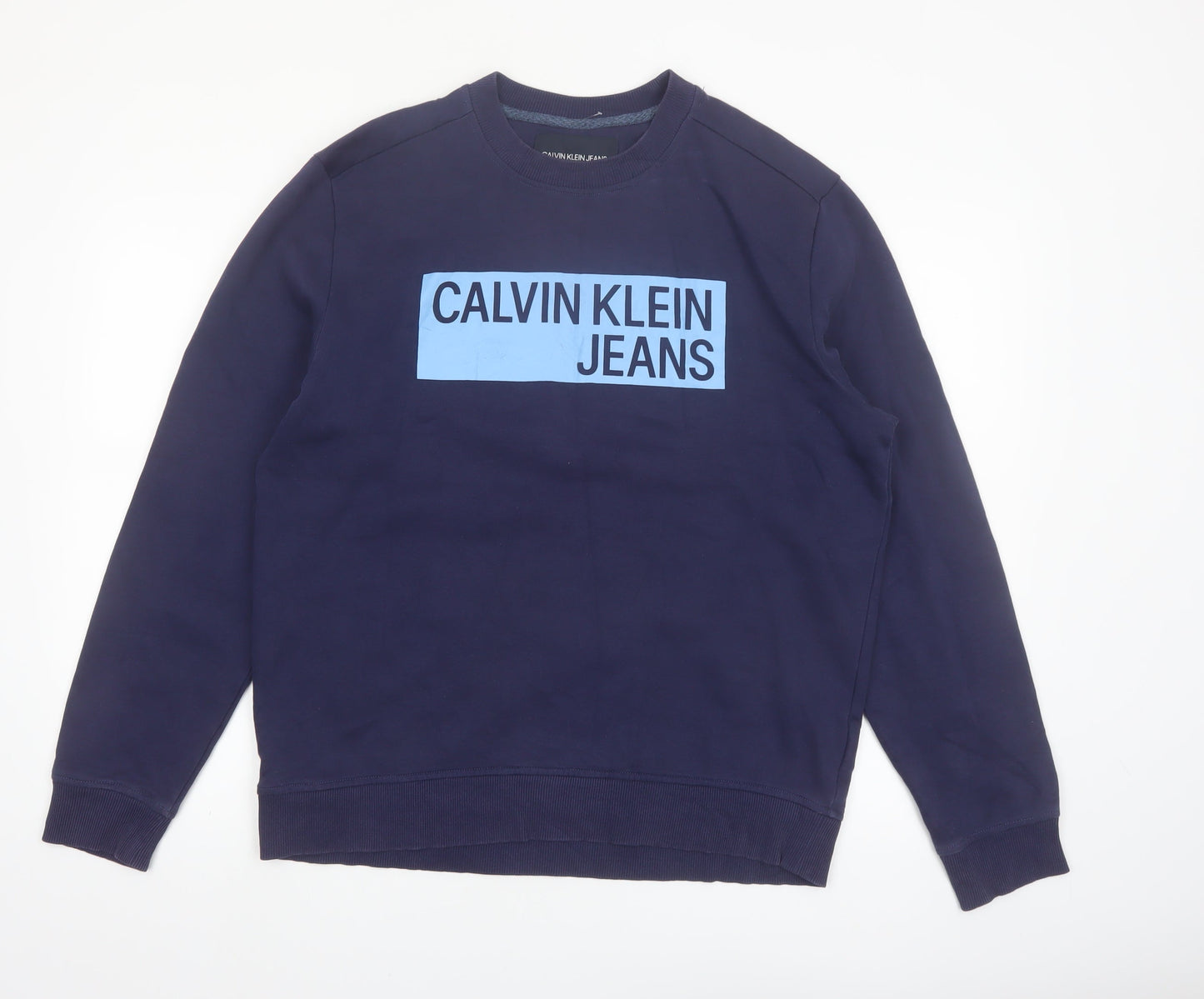 Calvin Klein Jeans Men's Blue Logo Pullover Sweatshirt Size L