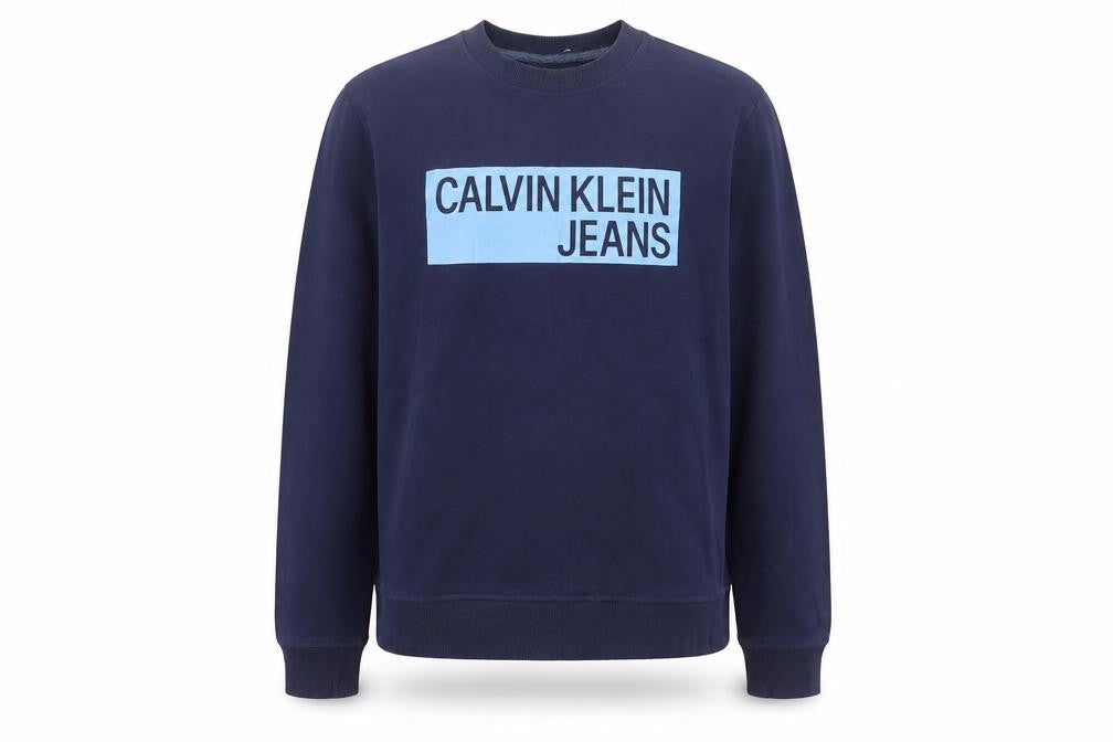 Calvin Klein Jeans Men's Blue Logo Pullover Sweatshirt Size L