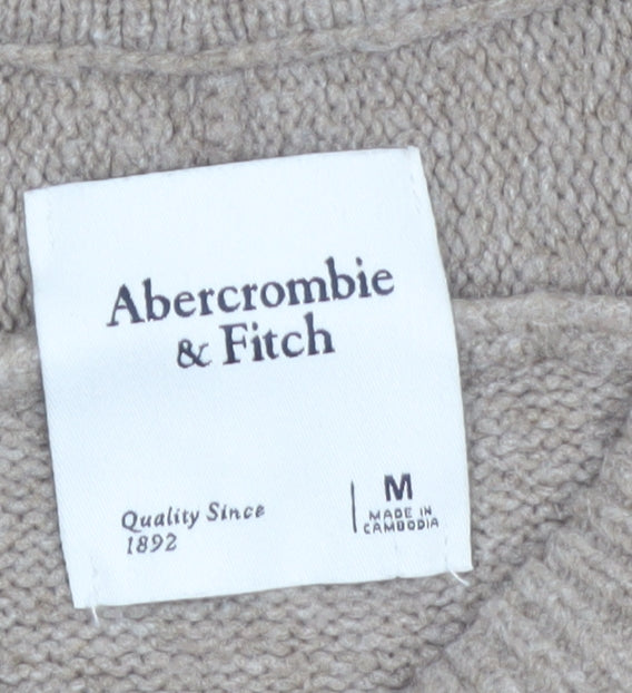 Abercrombie & Fitch Women Beige Wool Blend Crew Neck Jumper M