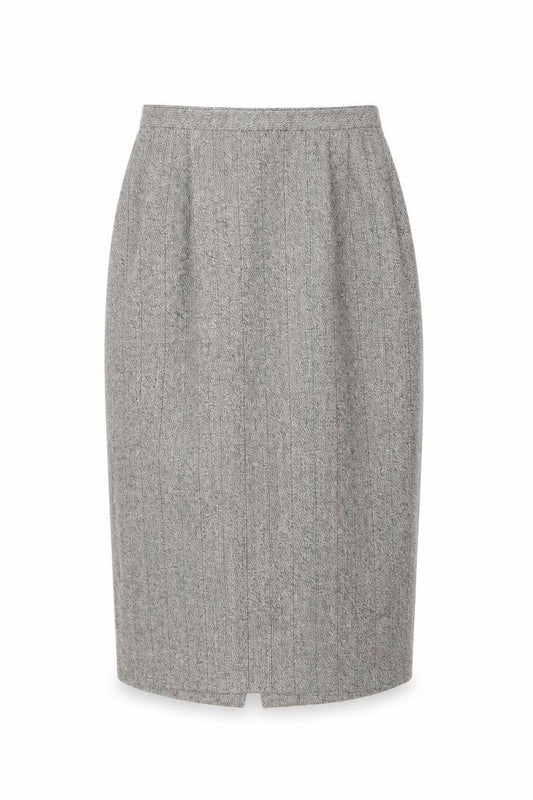 Adolfo International Women Grey Wool Tweed Pencil Skirt Size 10