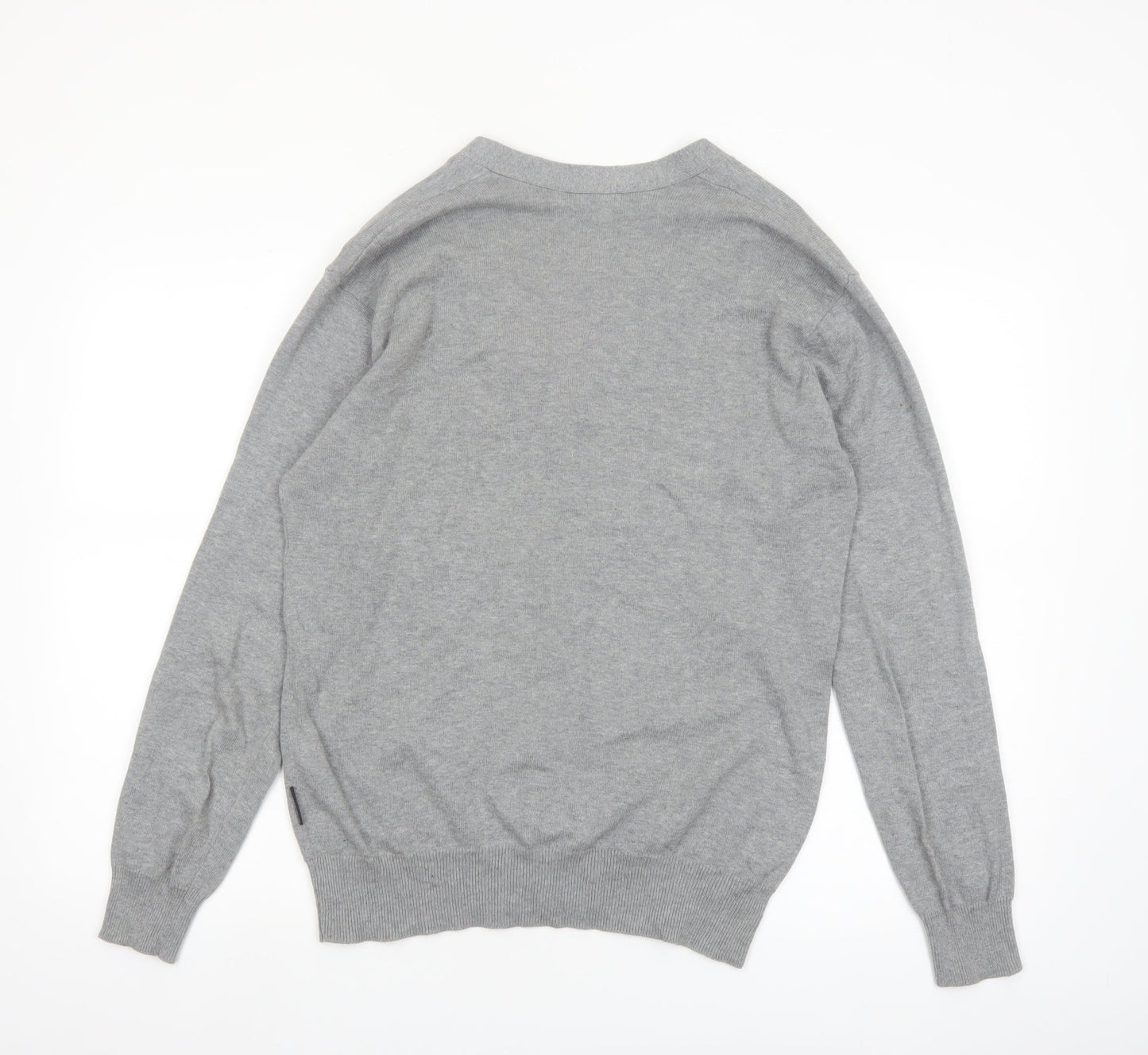 French Connection Men's Grey Cotton V-Neck Cardigan M