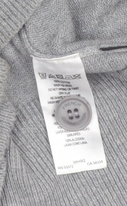 French Connection Men's Grey Cotton V-Neck Cardigan M