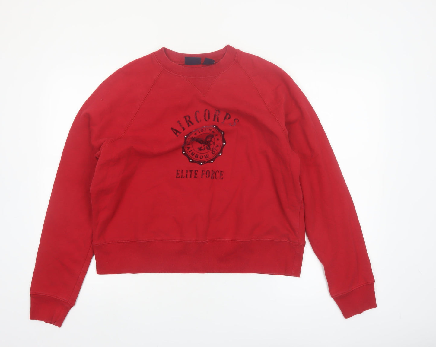 Route 66 Women Red Crew Neck Pullover Sweatshirt XL Air Corps Graphic