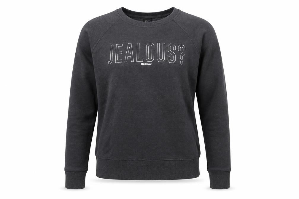 Reebok Women Grey Pullover Sweatshirt Small Graphic Print